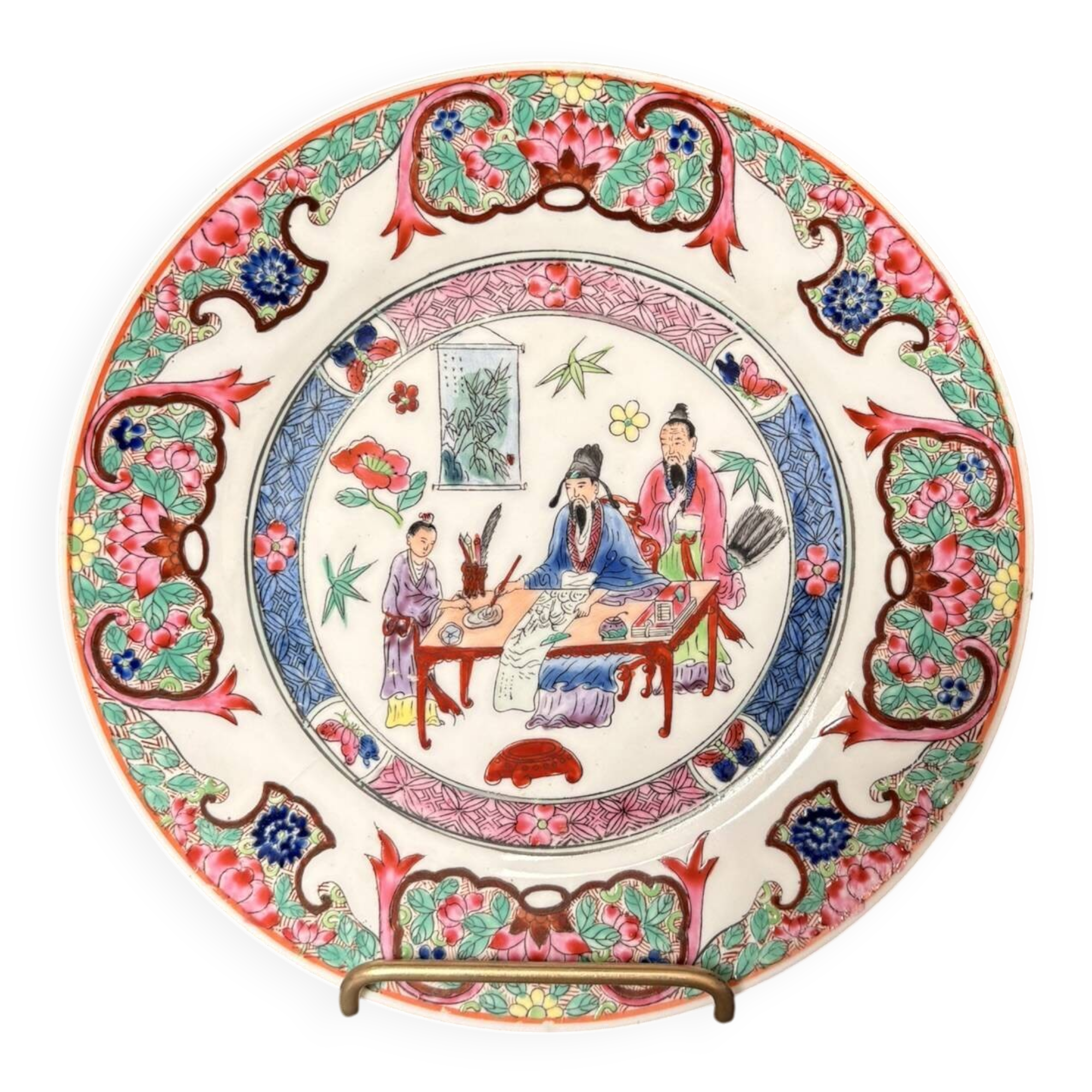 Vintage Decorative Plate MACAU 1950 Pink Japanese Porcelain 19cm