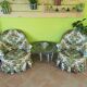 Pair of armchair toad flower fabric