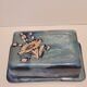 Butter blue earthenware Vallauris floral decoration