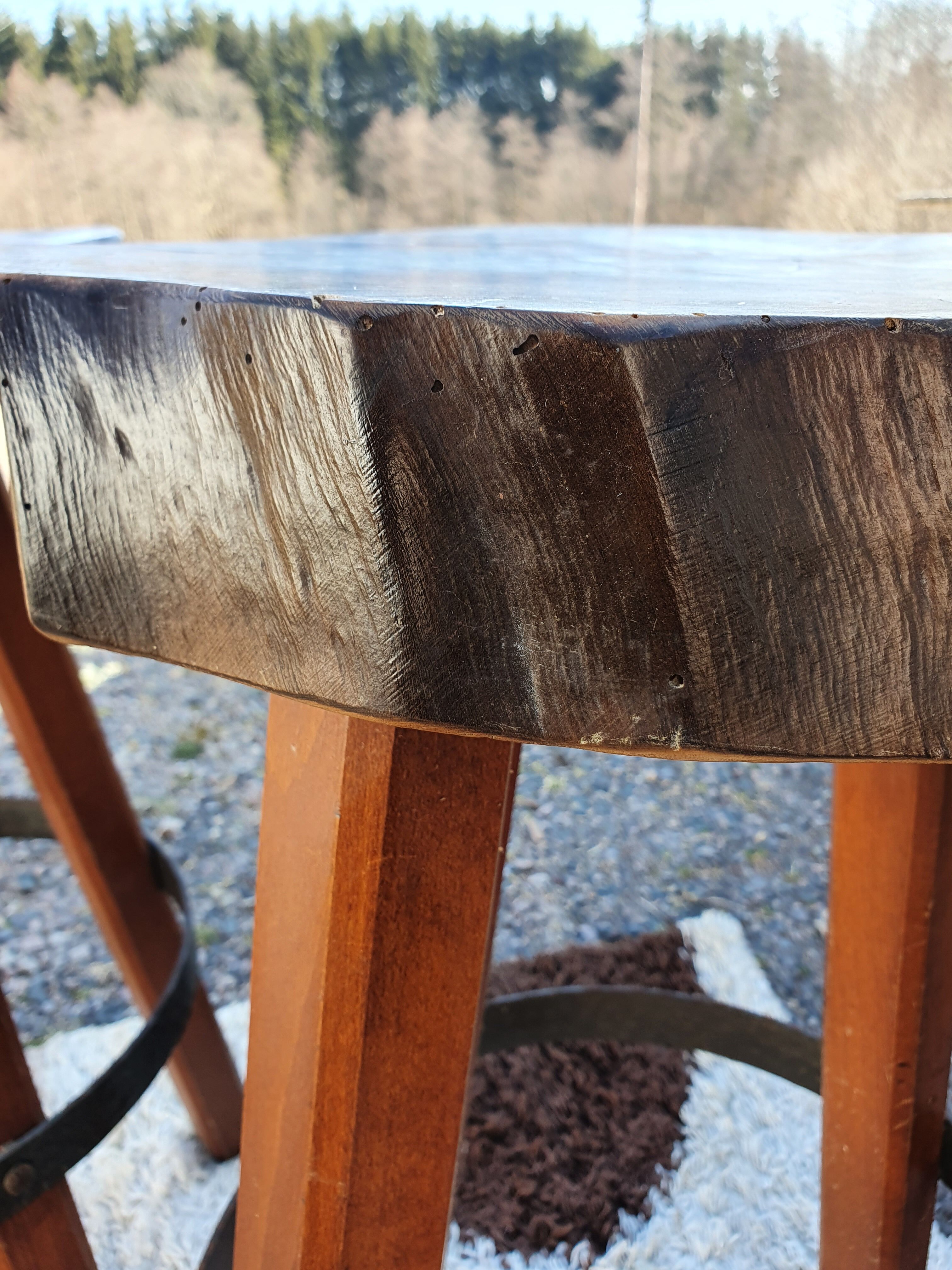 Brutalist stools vintage light wood 70'
