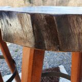 Brutalist stools vintage light wood 70'