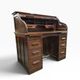 Bureau américain vintage en bois avec volet roulant