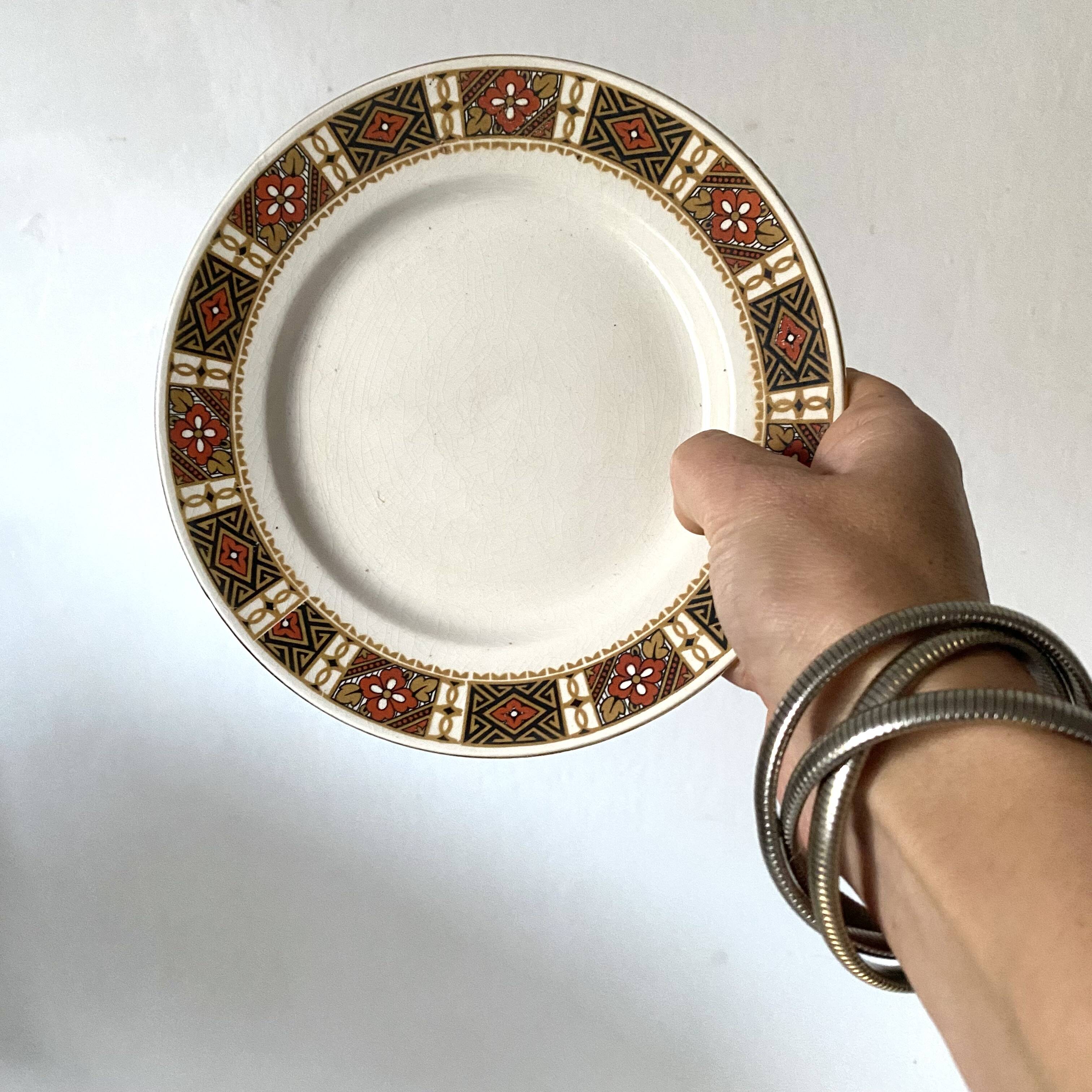 Luneville dessert plates with ethnic decor