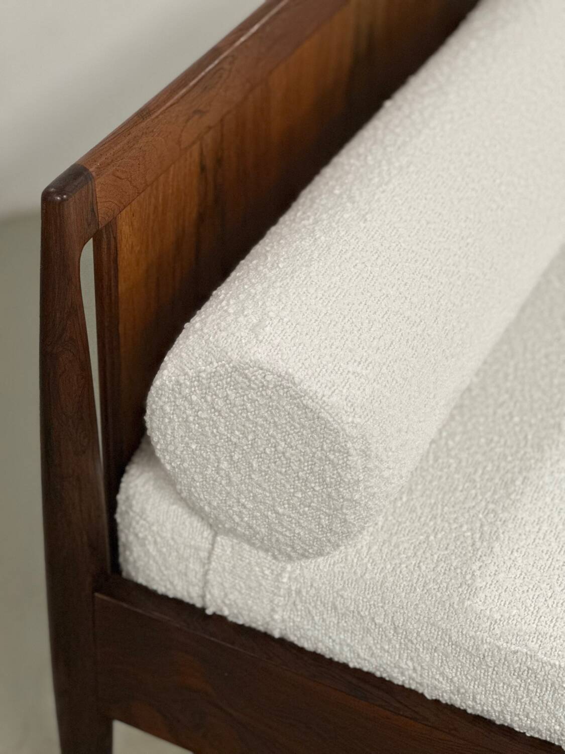 Danish Palisander Bed Daybed in Bouclé 1960s