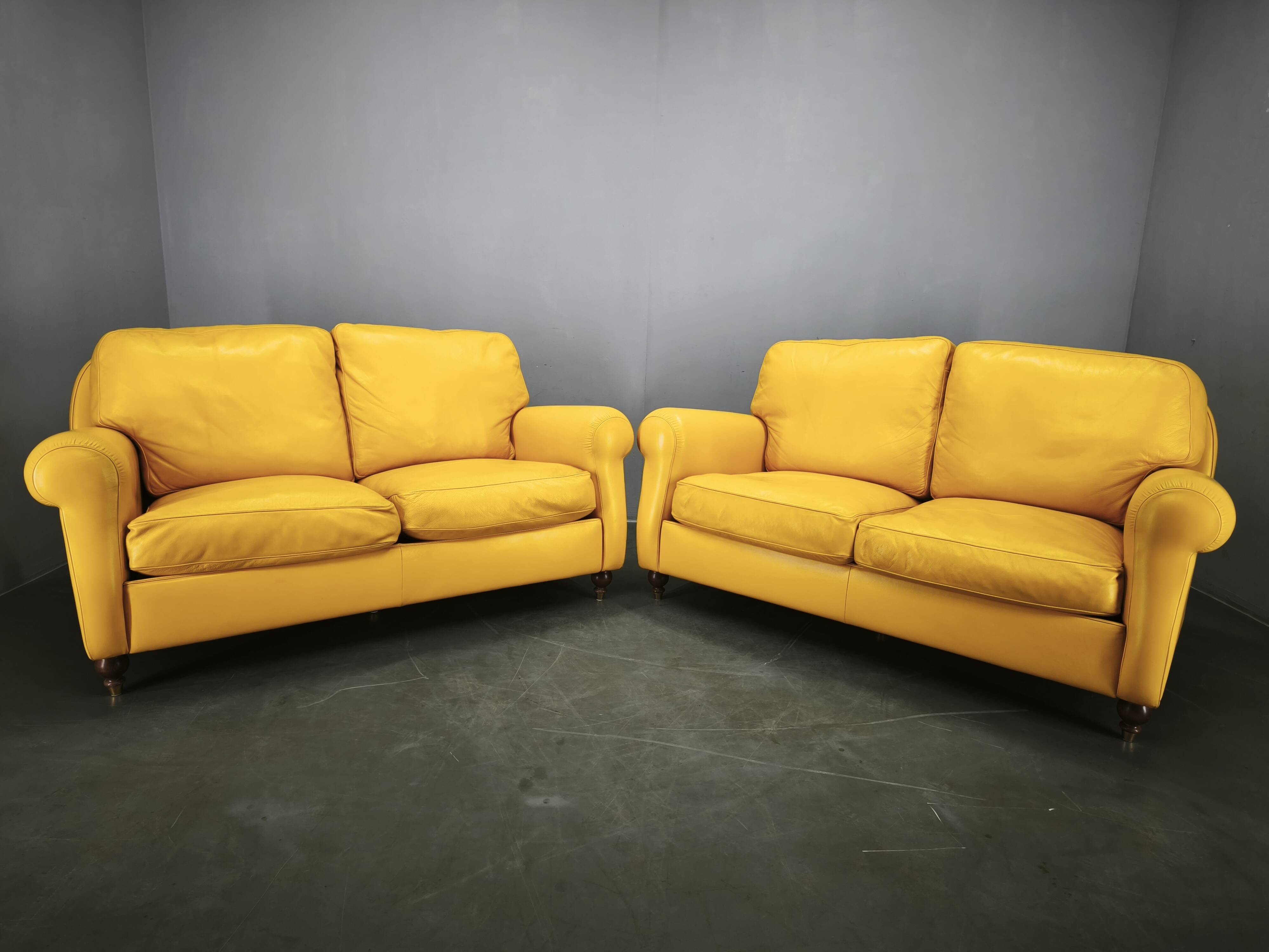 Pair of Poltrona Frau George Leather Sofas, Italy, 1992