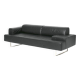 Poltrona Frau Quadra 3-seater black leather sofa