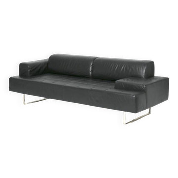 Quadra Poltrona Frau 3-seater black leather sofa