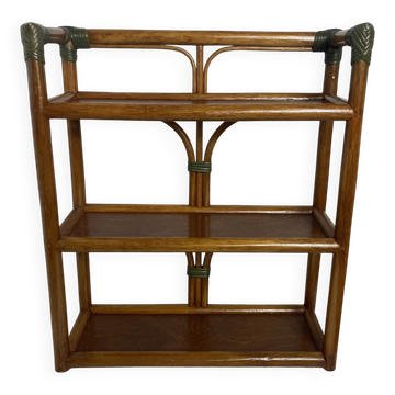 Etagère en bambou et rotin, années 70