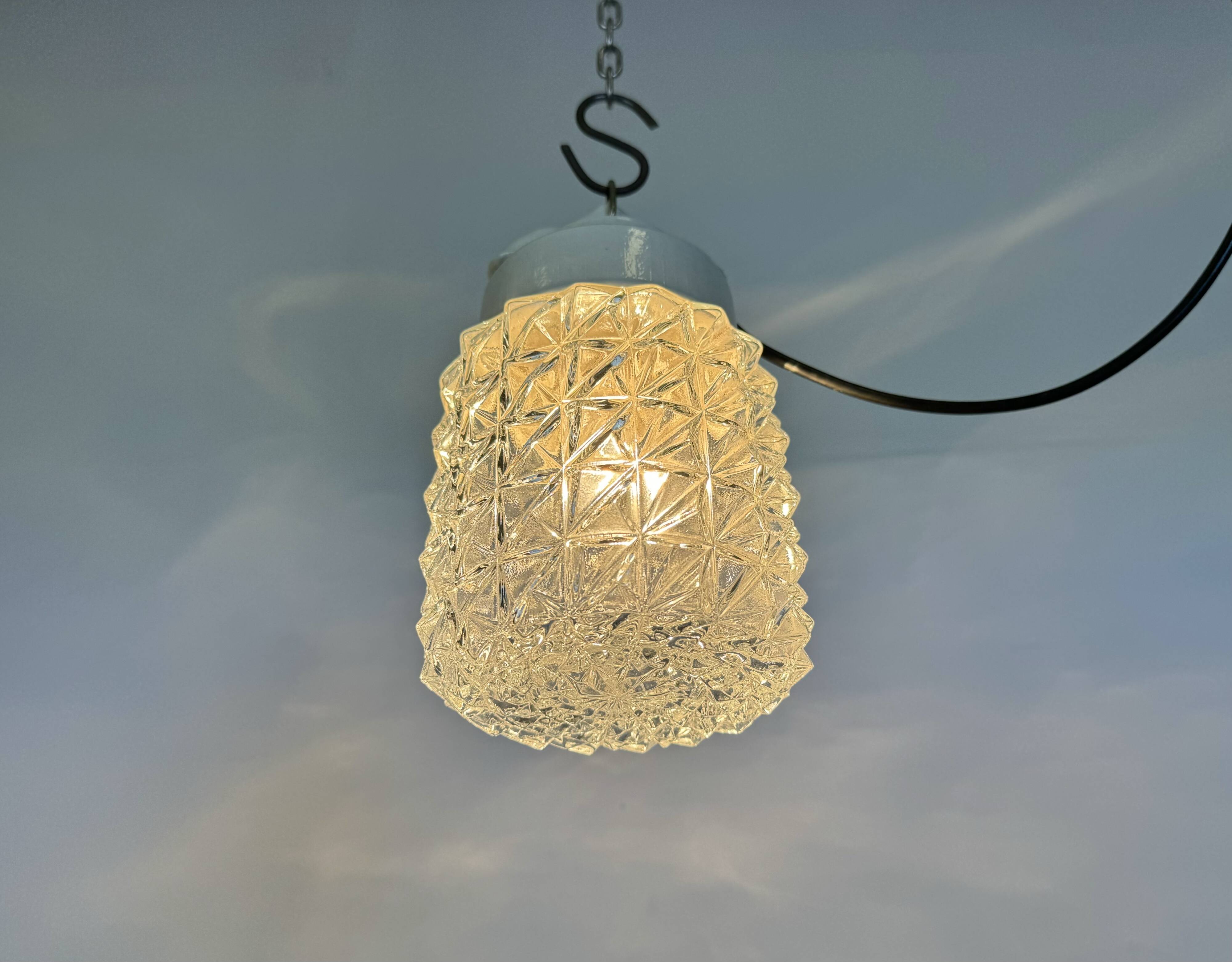 Vintage White Porcelain Pendant Light, 1970s