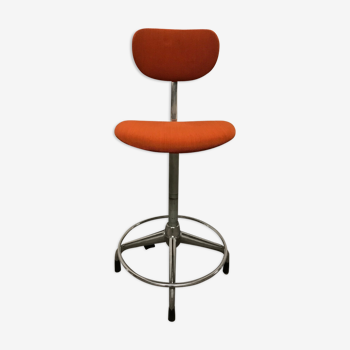 Chaise de bureau d'architecte vintage style industriel orange
