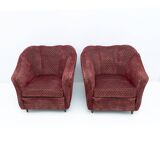 Pair of Gio Ponti Mid-Century Modern Velvet Armchairs for Casa e Giardino