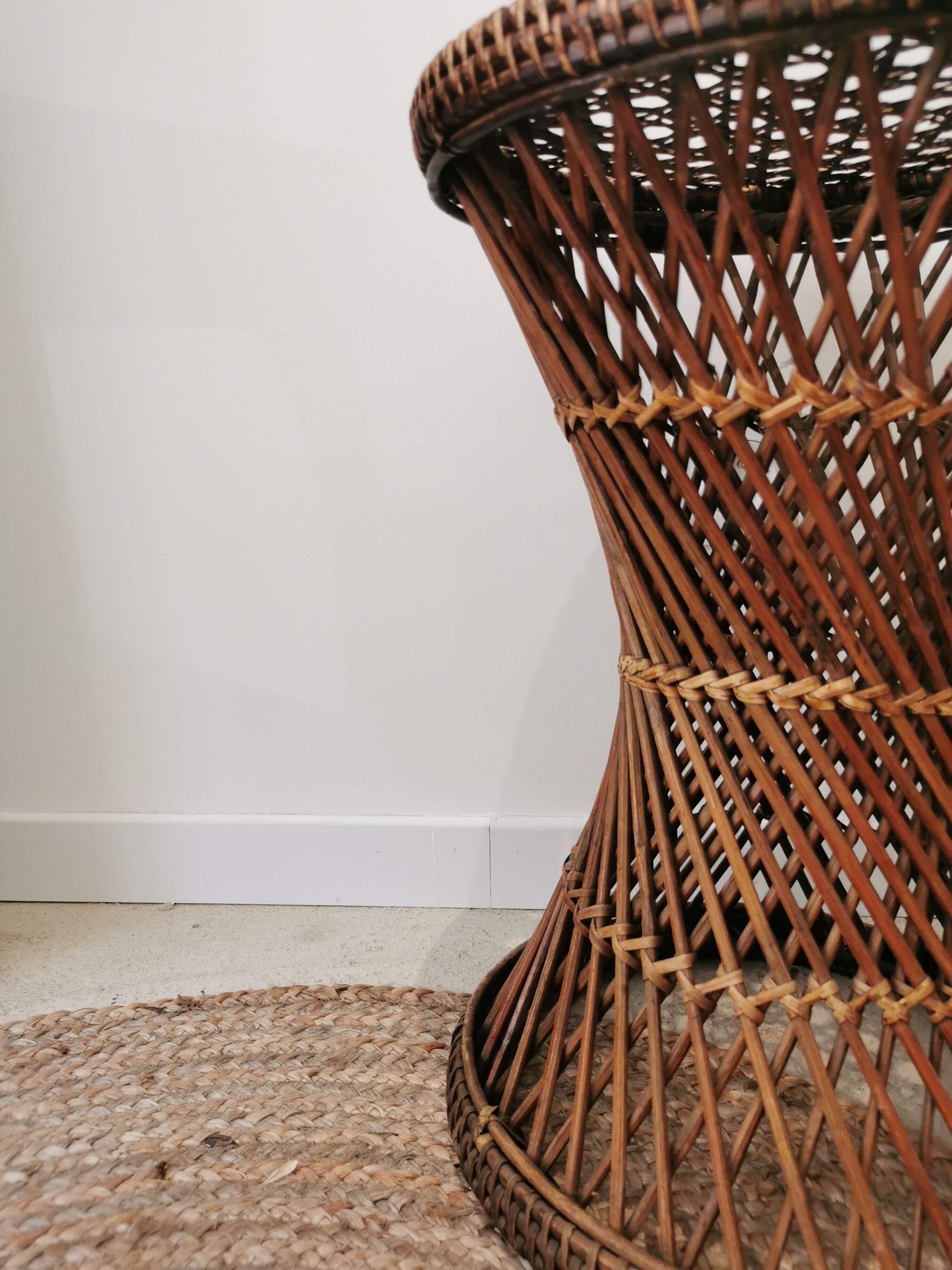Diabolo tamtam stool in vintage buri rattan