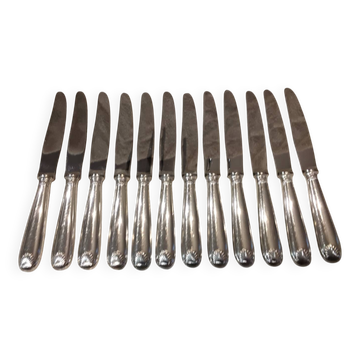 12 silver plated dessert knives, Christofle Vendome, 19.7cm
