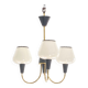 Brass chandelier and black metal tulips in white opaline glass 1950 1960 vintage suspension
