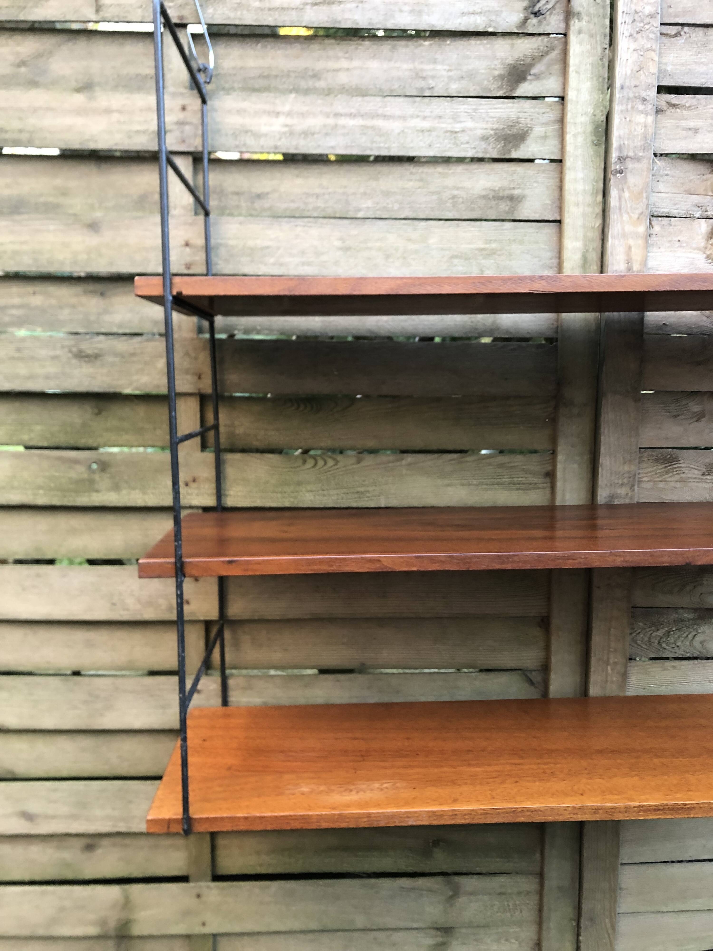 String shelf wood and metal 60s Sweden