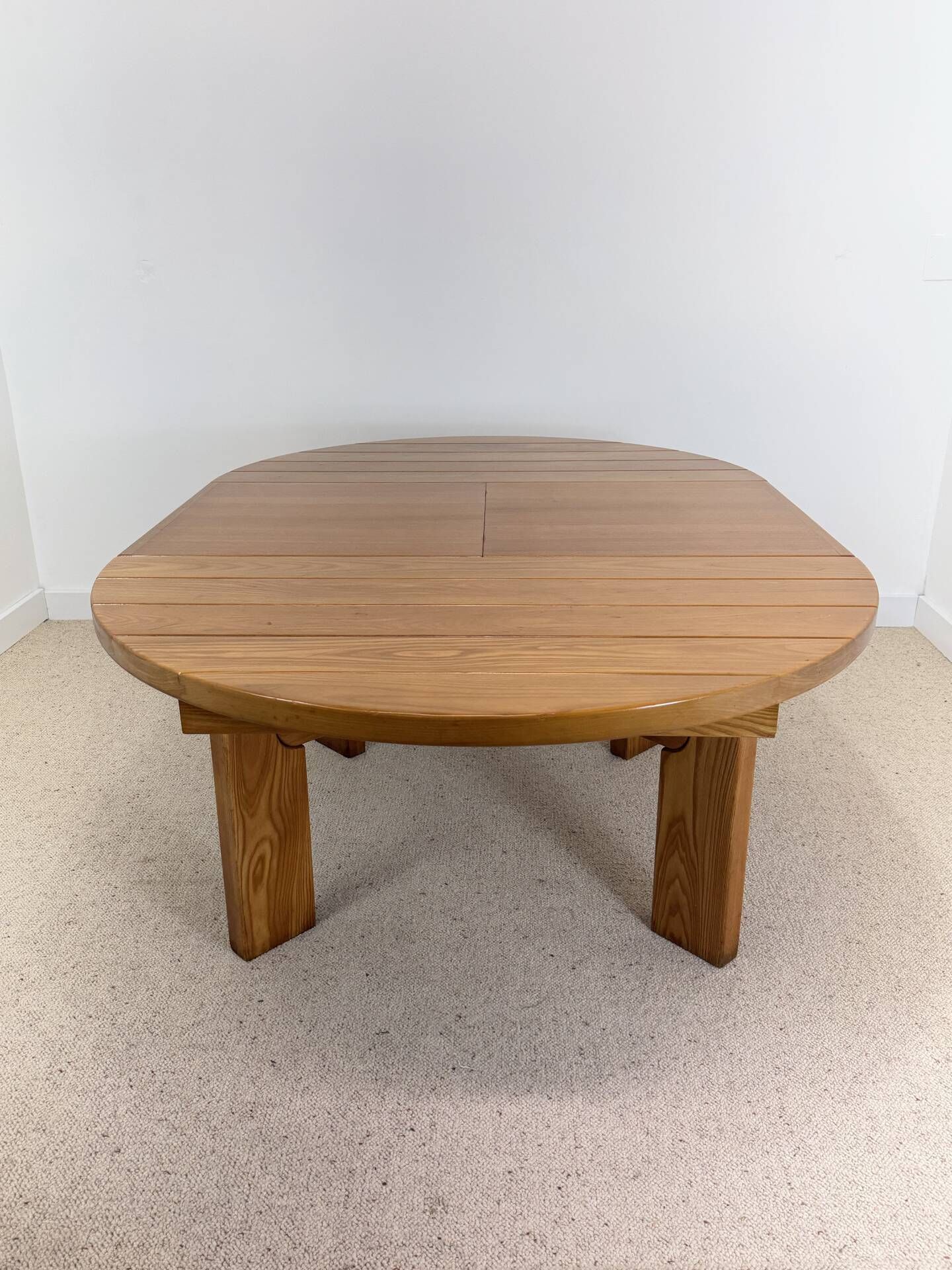 Vintage extendable round table in the spirit of Atelier Chauvin S.A. – 1970s