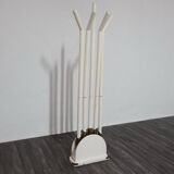 Vintage Postmodern Wood and Brass Coat Rack, 1980s