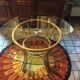 Table ronde verre et rotin