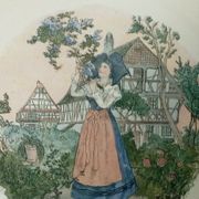 Plat a tarte en faience de sarreguemines modele obernai