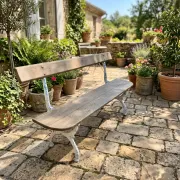 Old garden bench in cast iron and oak