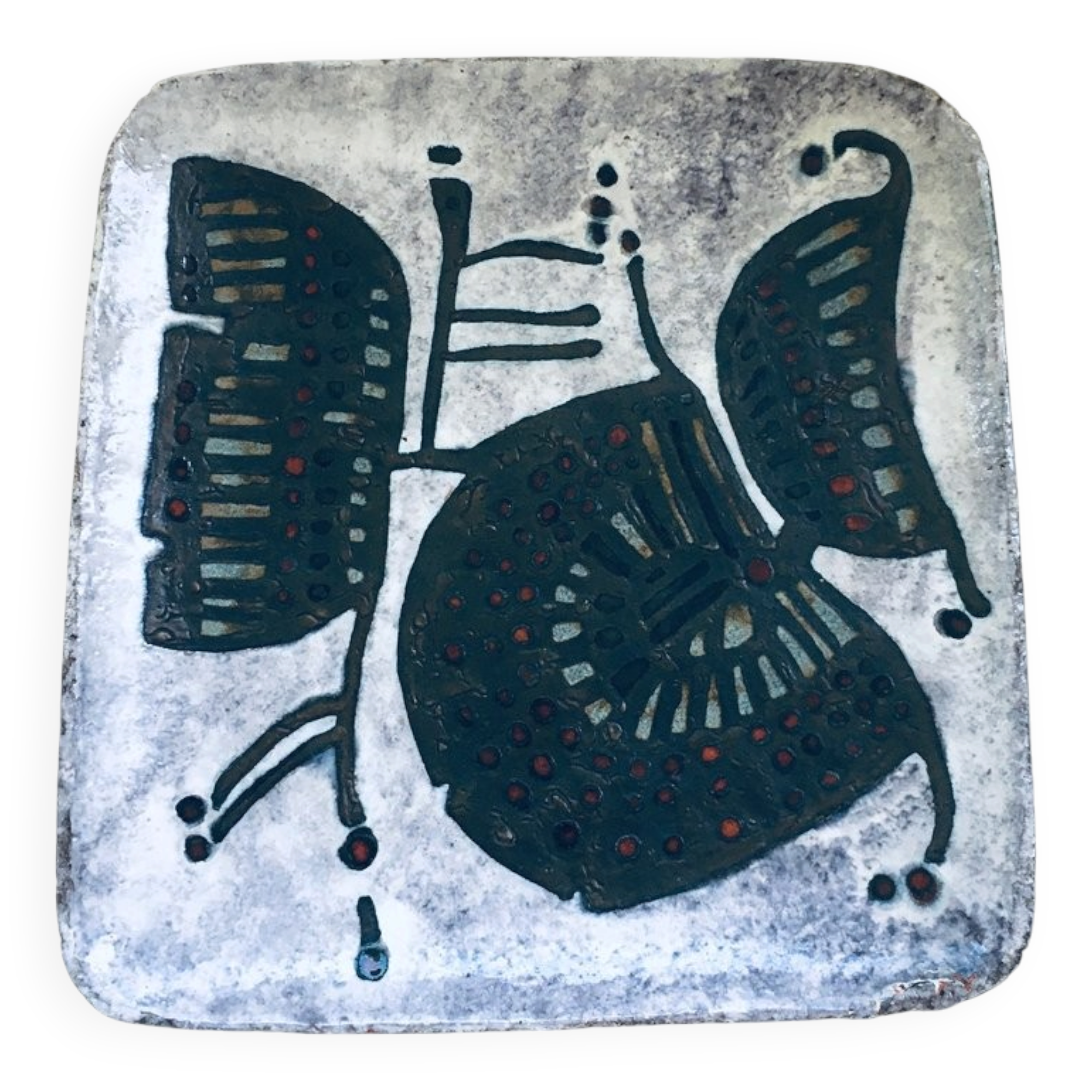 Vintage Brutalist Art Studio Ceramics Square Dish by Amphora Perignem, 1960s