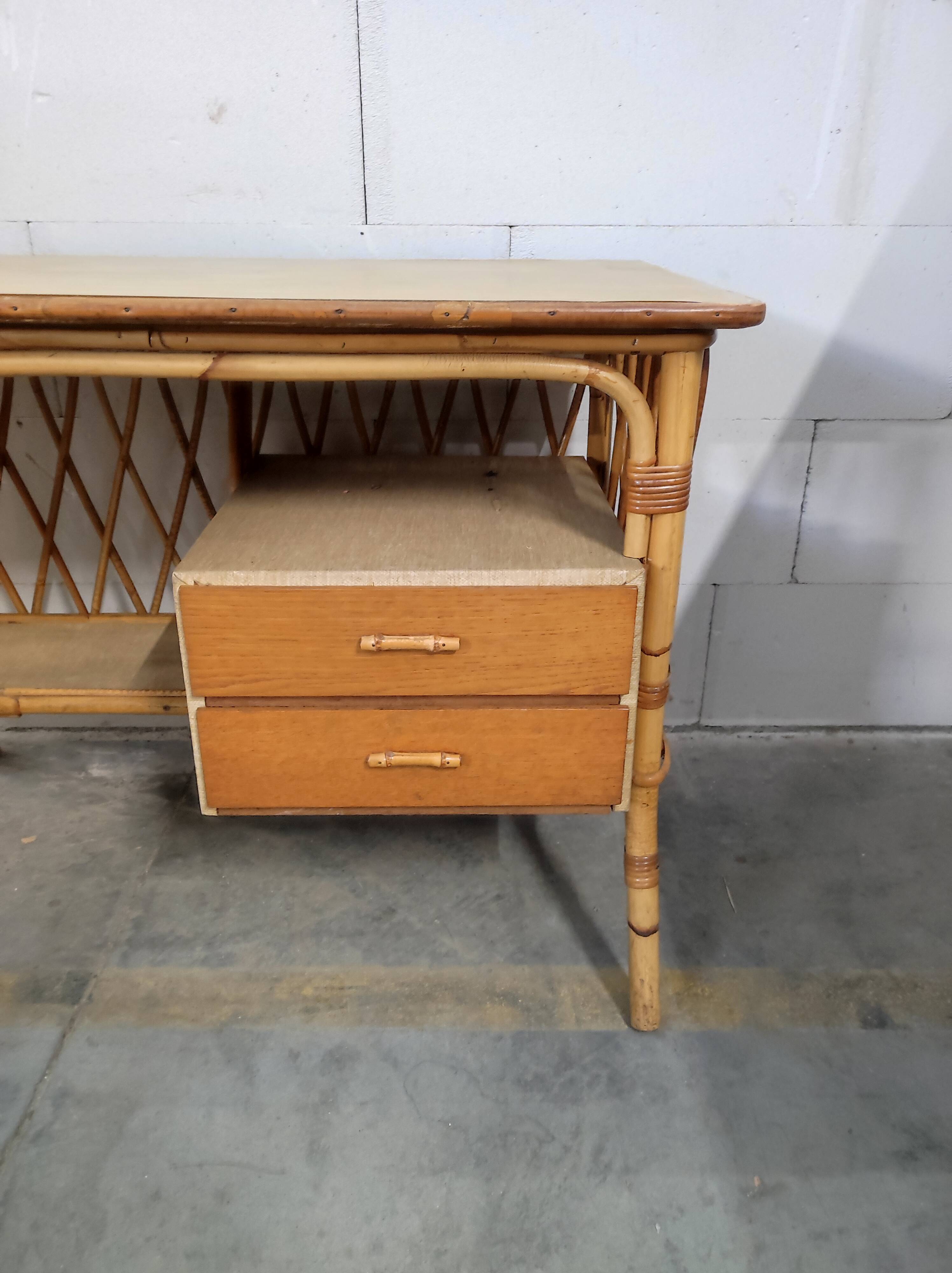 Rattan desk and chair