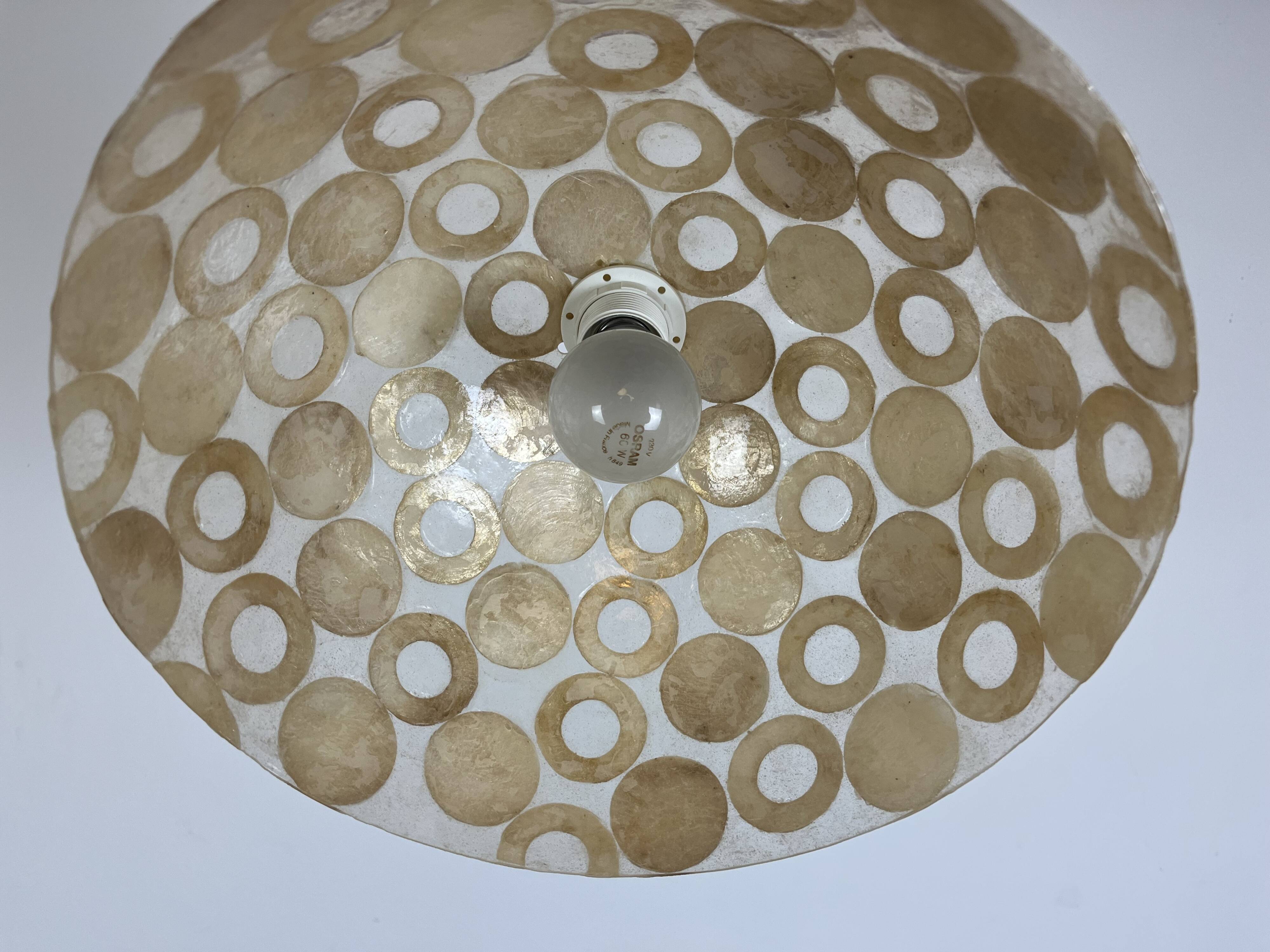 Vintage mother-of-pearl and resin pendant light, 1970s