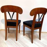 Set of Pair of Biedermeier Shovel Chairs, Walnut, Ink Painting, South Germany, 1830s