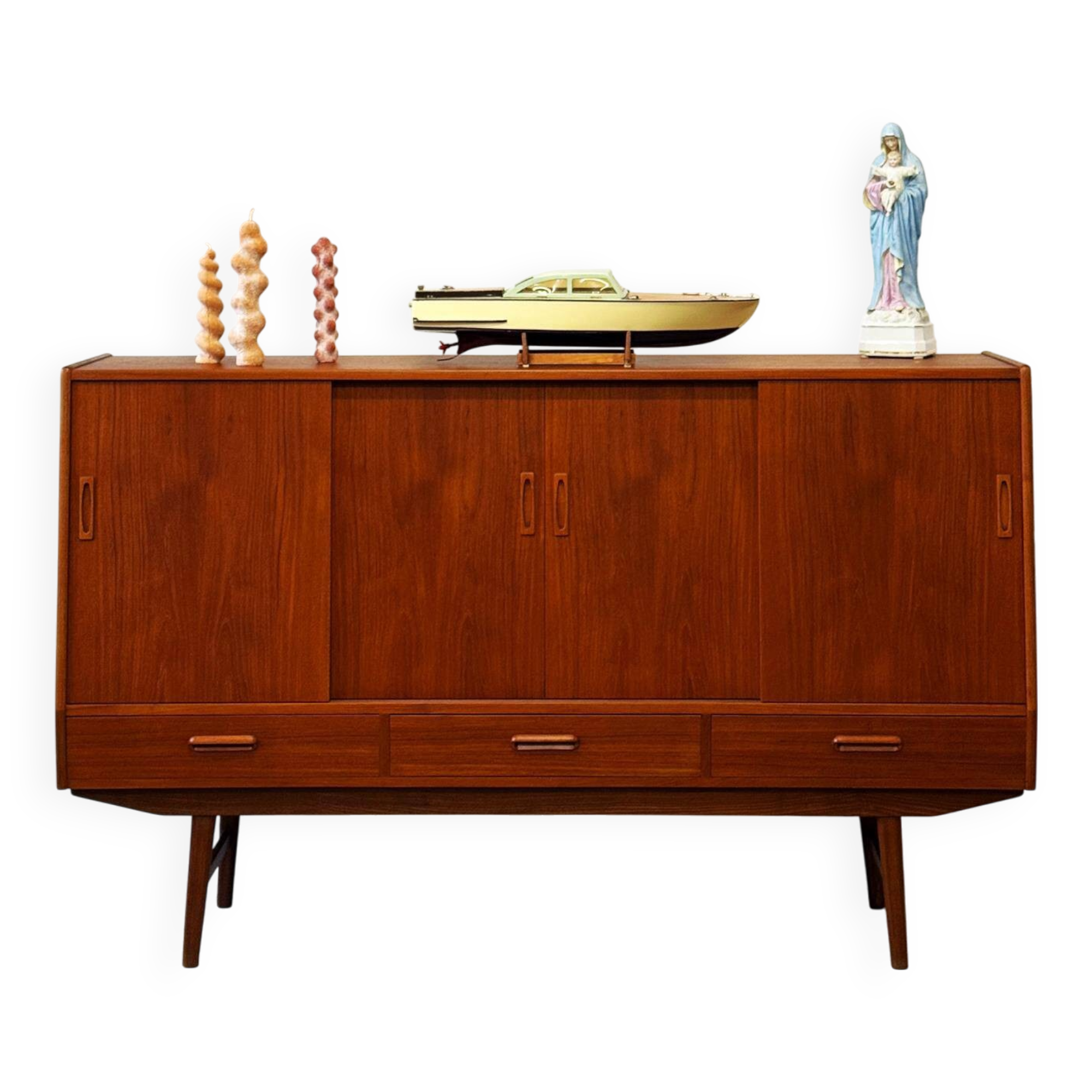 Buffet/commode en teck, Danemark années 60/70, vintage, milieu du siècle moderne