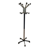 Vintage chrome and black metal parrot coat rack