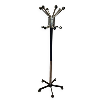 Vintage chrome and black metal parrot coat rack