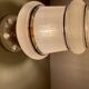 Vintage art deco globe wall or ceiling light in white and gold granite glass