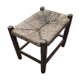 Repose pied en bois et paille ancien