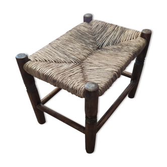 Repose pied en bois et paille ancien