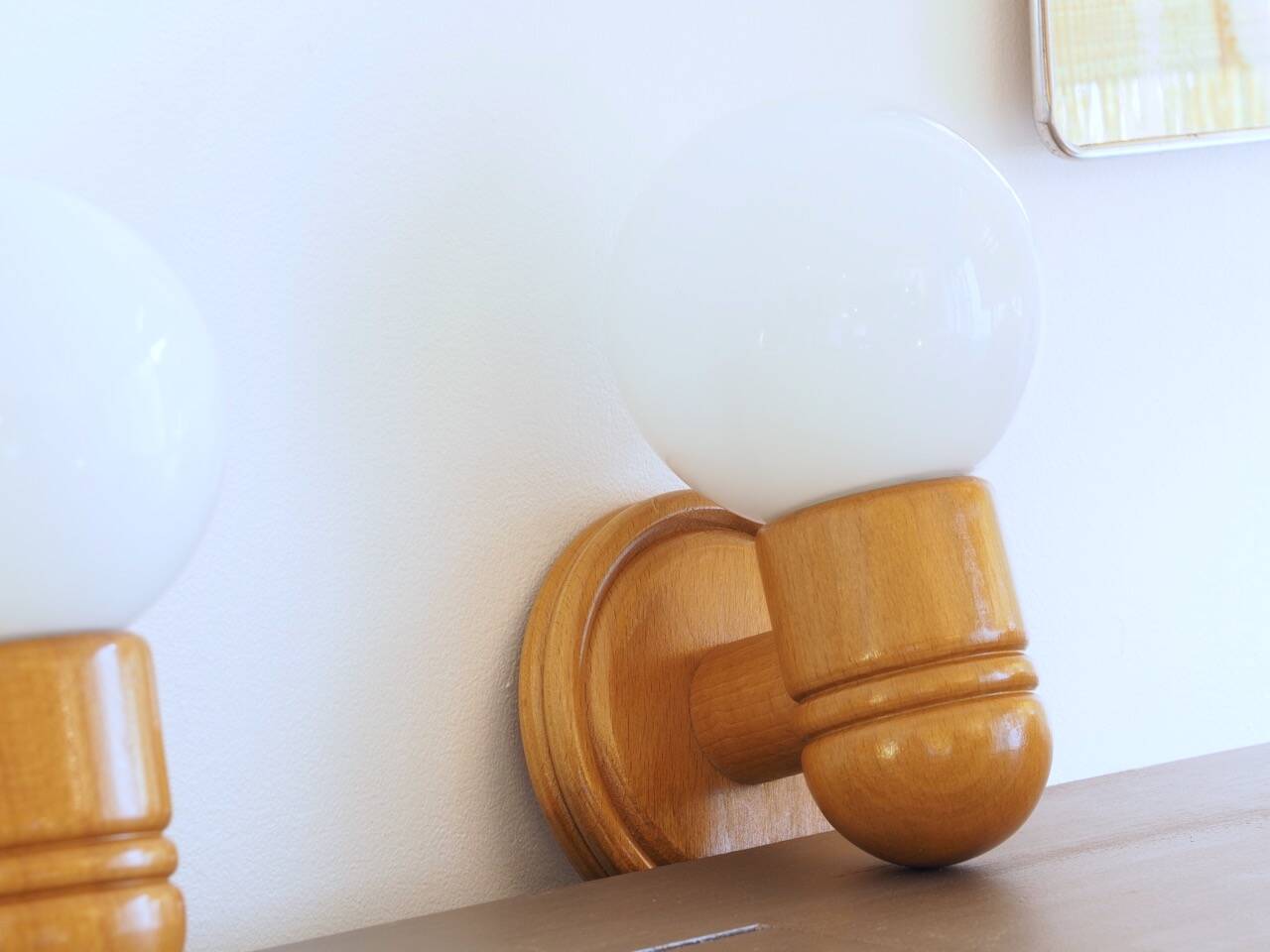 2 vintage wooden wall lights ALLIBERT model CYPRIA