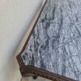 Louis XV style game table in solid oak and richly decorated marble
