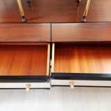 Commode / commode et tables de chevet - années 1960 - laiton faux cuir