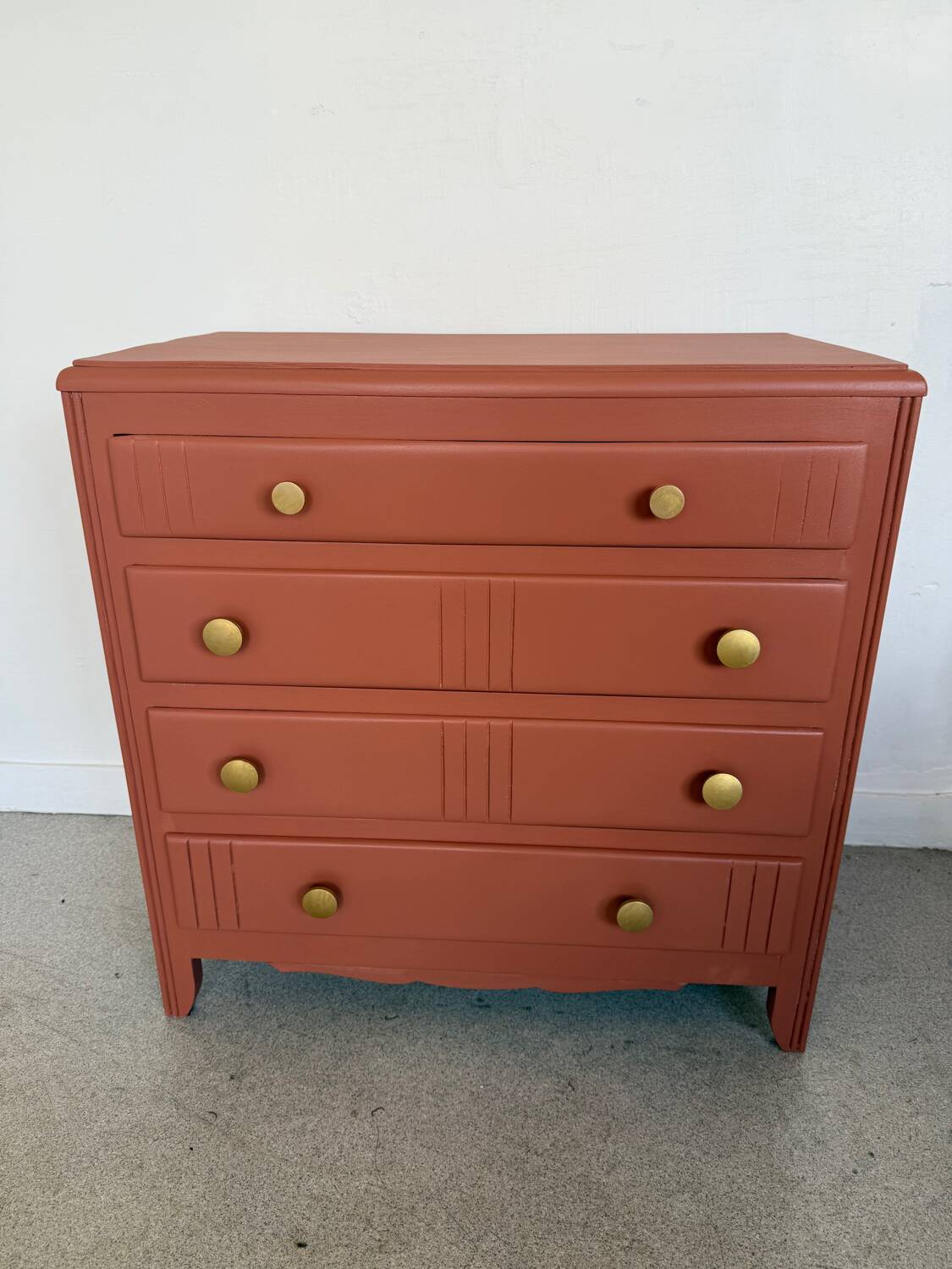 Commode vintage bois terra cotta art déco