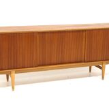 Scandinavian row in teak and oak, suede, 1960