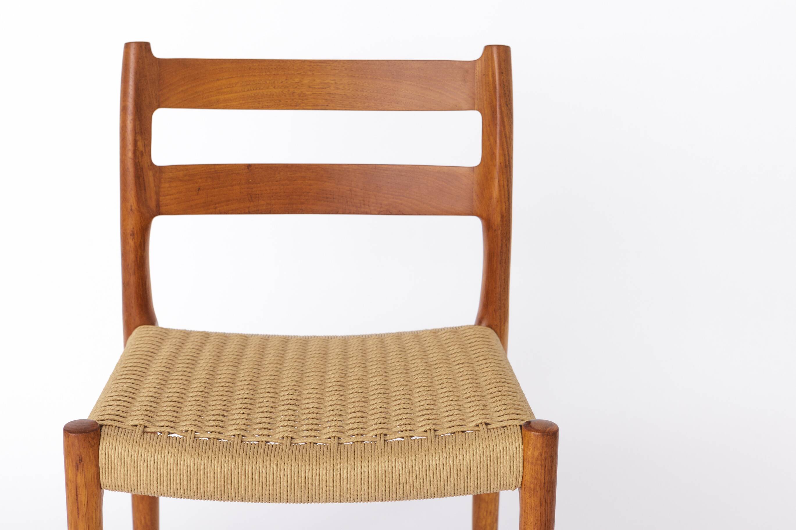 Set of 6 Niels Otto Moller Teak Dining Chairs, Model 84, 1976 –Renewed Cord