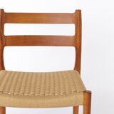 Lot de 6 chaises de salle à manger en teck Niels Otto Moller, modèle 84, 1976 – Cordon renouvelé