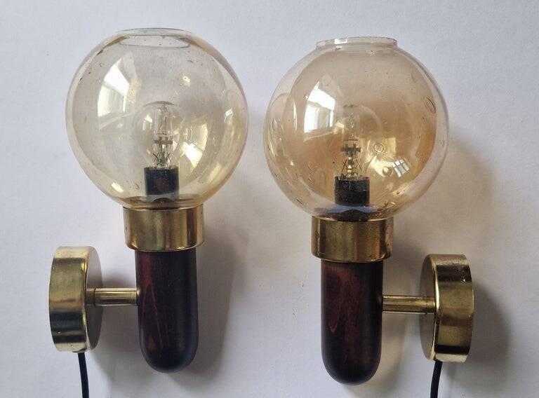 Set of Two Midcentury Wall Lamps, Denmark, 1970s