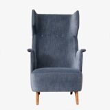 Pair of Mid-Century Modern Italian Velvet High Back Armchairs, 1950s