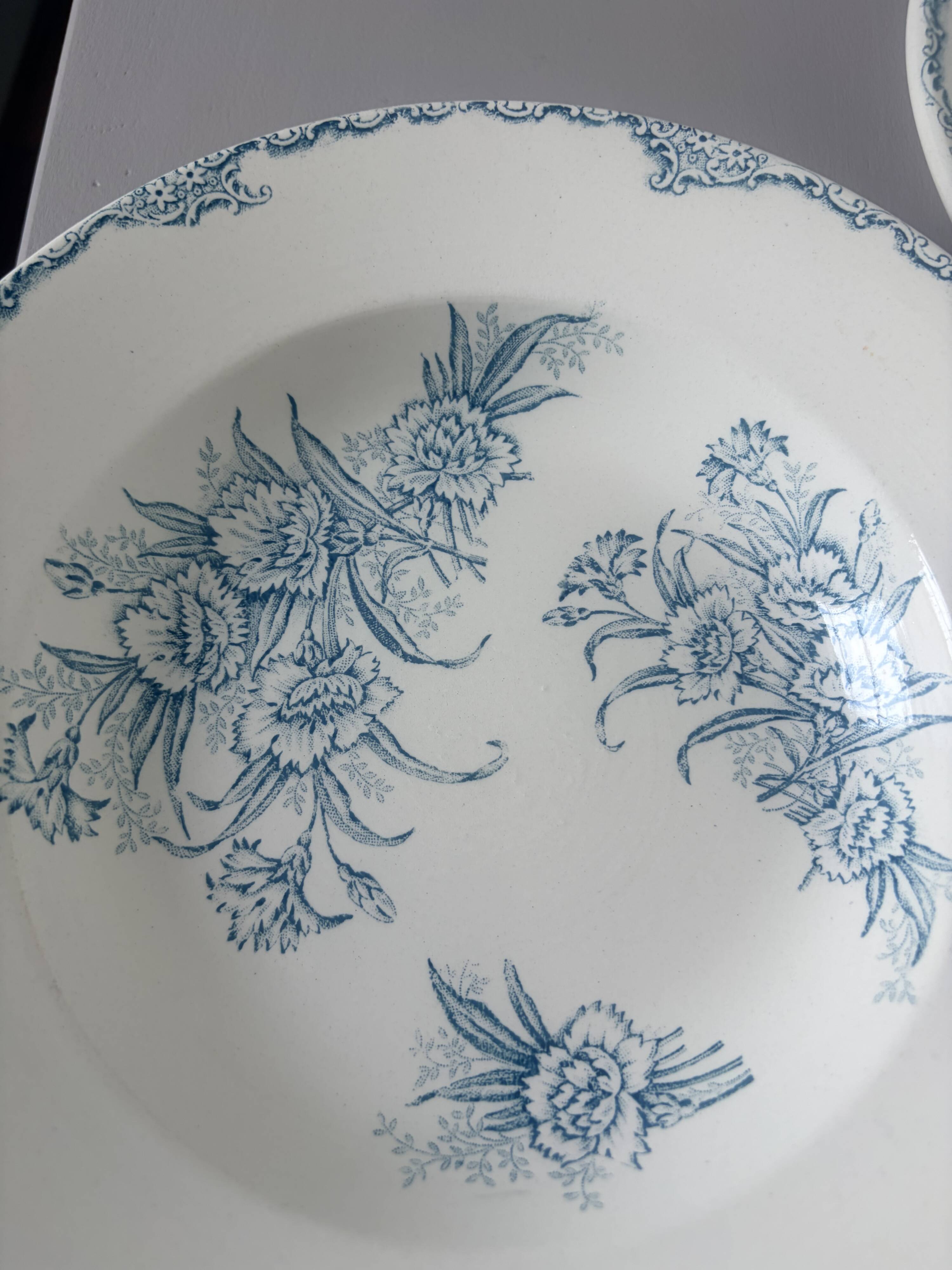 3 vintage deep plates in ironstone by L&G model Oeillets 220524