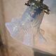 bronze and brass lamp with a magnificent blue moulded tulip, opalescent,