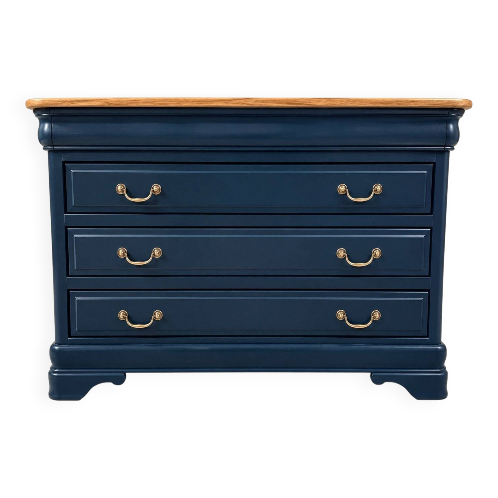 Commode with 3 drawers in Louis-Philippe style – Solid cherry wood – Versailles parquet top