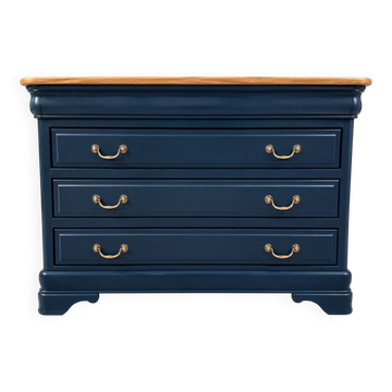 Commode with 3 drawers in Louis-Philippe style – Solid cherry wood – Versailles parquet top