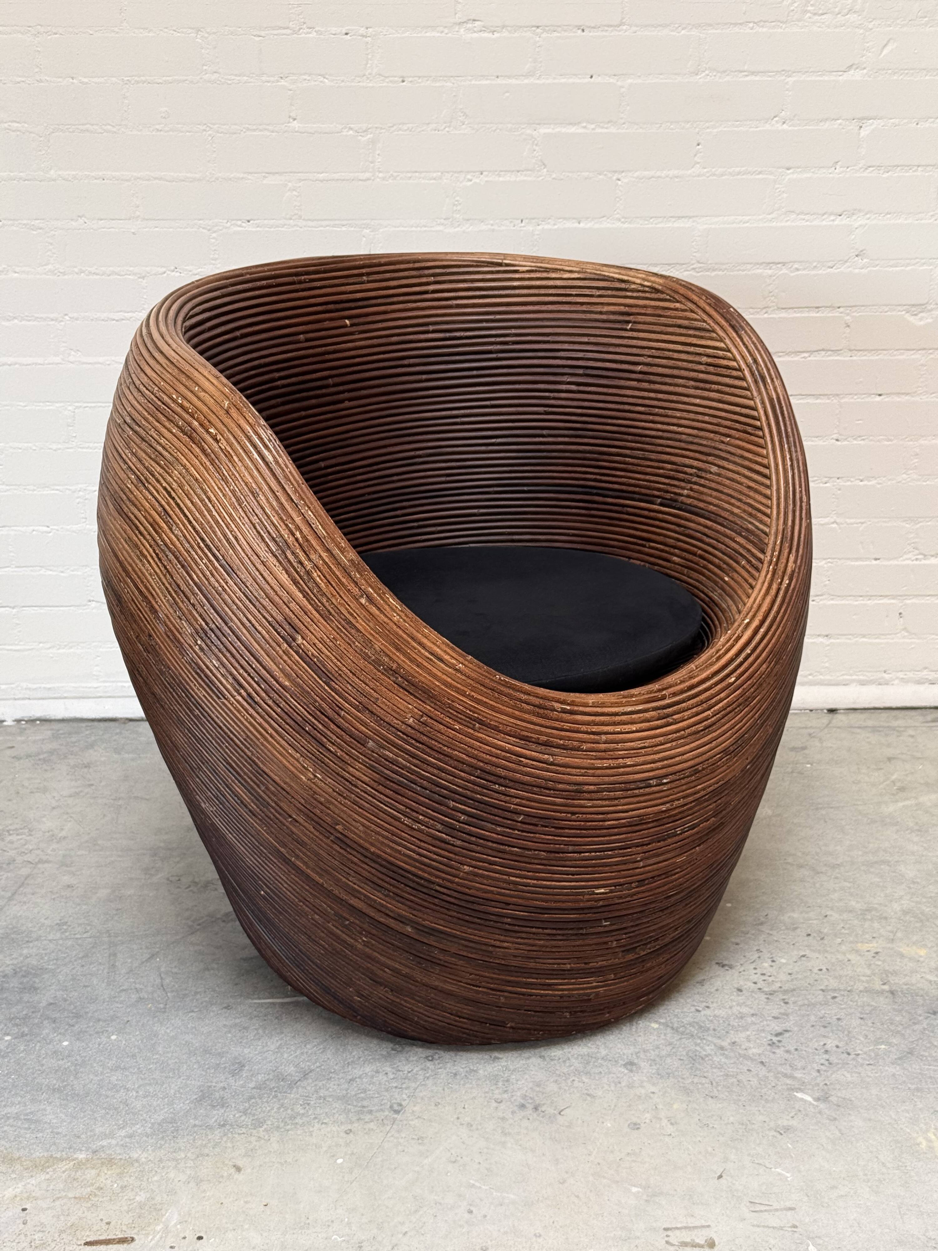 Organic Rattan Lounge Chair Attributed to Gabriella Crespi