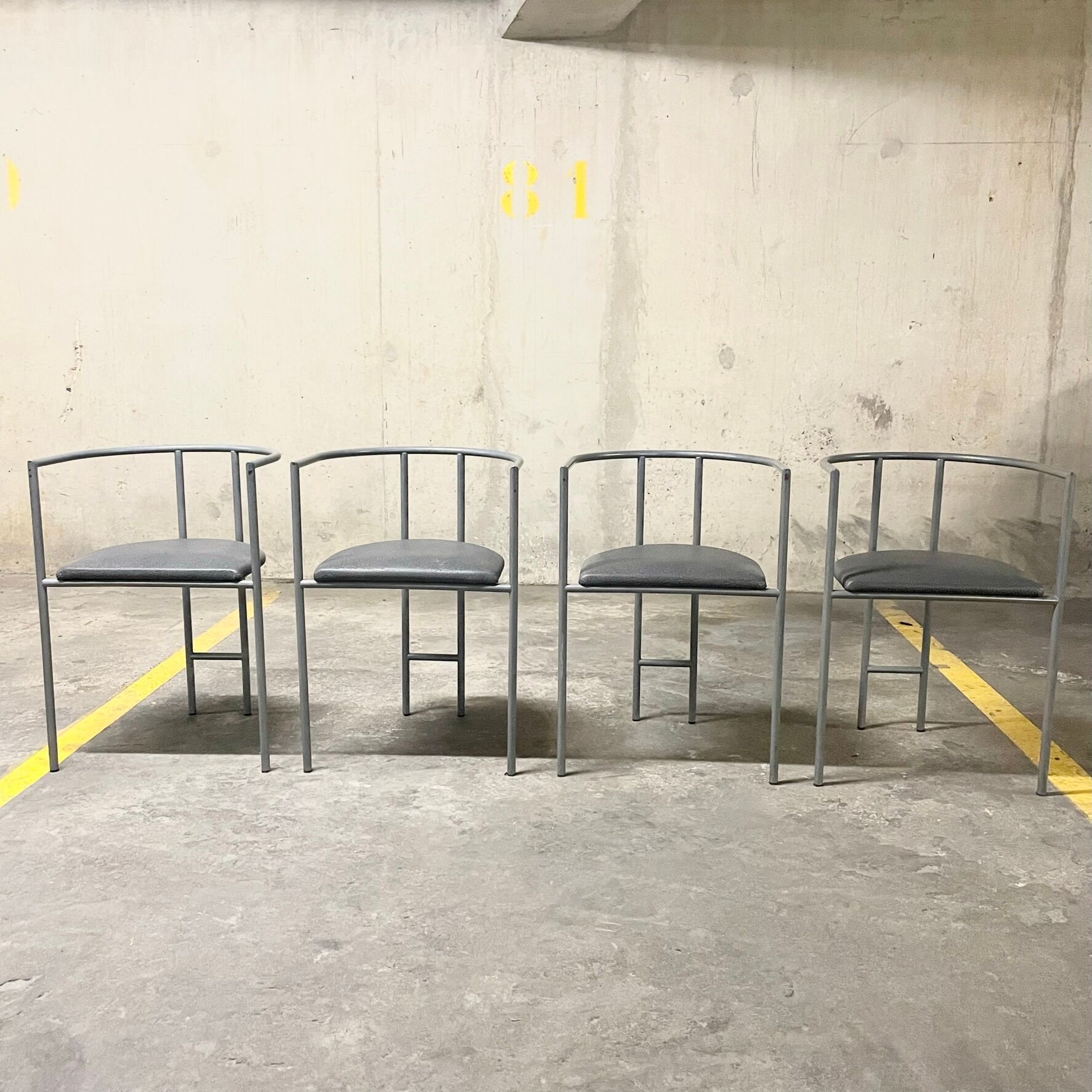 Rodney Kinsman Series of 4 Postmodern Chairs, Bieffeplast 1980