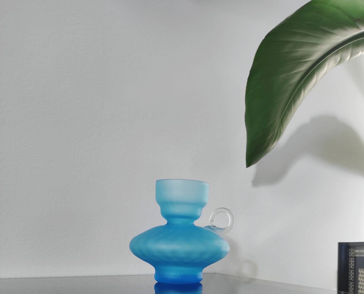 Vintage frosted glass candlestick - 60s 70s design